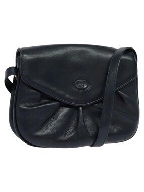 Authentic GUCCI Shoulder Bag Leather Navy